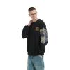 GMOYD Mens Bear Embroidered Sweatshirt Vintage Patchwork Sweatshirts Long Sleeve Pullover Tops, Grey, Medium view 4