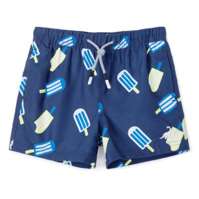 SURF CUZ Boys Swim Trunks Toddler Swim Shorts UPF 50+ Bathing Suit for Boy Swimsuit Mesh Swimwear Quick Dry Beach Board Shorts Navy Blue Popsicle 2T