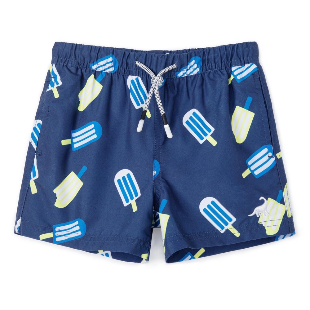 SURF CUZ Boys Swim Trunks Toddler Swim Shorts UPF 50+ Bathing Suit for Boy Swimsuit Mesh Swimwear Quick Dry Beach Board Shorts Navy Blue Popsicle 2T