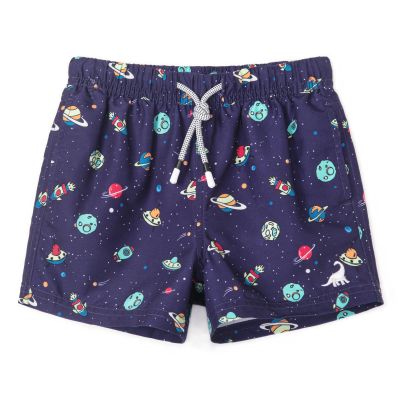 SURF CUZ Boys Swim Trunks Toddler Swim Shorts UPF 50+ Bathing Suit for Boy Swimsuit Mesh Swimwear Quick Dry Beach Board Shorts Navy Space Planet 7 Years