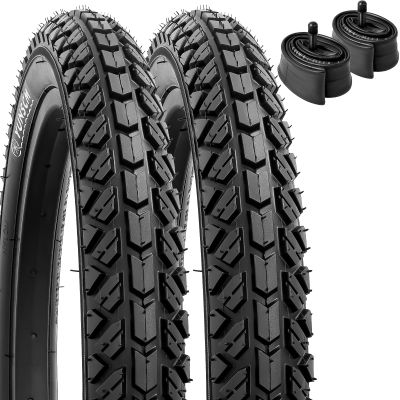 YUNSCM 2-PCS 16" Kid Bike Tires 16x1.95/54-305 and 16" Heavy Duty Bike Tubes Schrader Valve Compatible with 16x1.90 16 x 1.95 16x2.0 All-Terrain Directional Tread Bicycle Tires and Tubes (Y-1199)