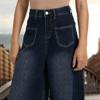 Womens Jeans Trendy Stretch High Waisted Straight Wide Leg Pants Teen Girls Fashion Baggy Casual Denim Pants Trousers view 3