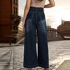 Womens Jeans Trendy Stretch High Waisted Straight Wide Leg Pants Teen Girls Fashion Baggy Casual Denim Pants Trousers view 4