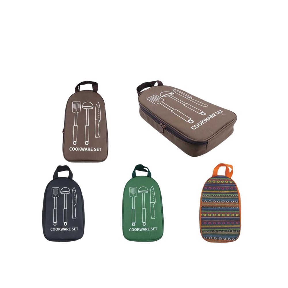 Outdoor Cutlery Storage Bag Handheld Kitchenware Cookware Bag Travel Storage Bag Camping Picnic Bag Brown, Black, Green, Colour Brown, Black, Green, Colour