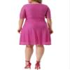 Agnes Orinda Plus Size Lace Dress for Women V Neck Swing A-Line Cocktail Party Wedding Guest 2024 Midi Dresses 2X Hot Pink view 4