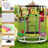Trampoline for Kids, Adjustable Baby Toddler Trampoline with Basketball Hoop, Round Bottom Indoor Outdoor Toddler with Enclosure (Light Green Pink) view 4