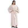 Abaya Dress For Women Long Sleeve Robe Ramadan Muslim Dress Traditional Arabic Turkish Islamic Eid Kaftan Dresses Long Maxi Cardigan Ethnic Shirts Dress for Prayer Clothes Beige (No Hijab) M view 1
