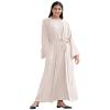 Abaya Dress For Women Long Sleeve Robe Ramadan Muslim Dress Traditional Arabic Turkish Islamic Eid Kaftan Dresses Long Maxi Cardigan Ethnic Shirts Dress for Prayer Clothes Beige (No Hijab) M view 2