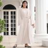 Abaya Dress For Women Long Sleeve Robe Ramadan Muslim Dress Traditional Arabic Turkish Islamic Eid Kaftan Dresses Long Maxi Cardigan Ethnic Shirts Dress for Prayer Clothes Beige (No Hijab) M view 3