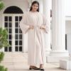 Abaya Dress For Women Long Sleeve Robe Ramadan Muslim Dress Traditional Arabic Turkish Islamic Eid Kaftan Dresses Long Maxi Cardigan Ethnic Shirts Dress for Prayer Clothes Beige (No Hijab) M view 4