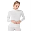 Liang Rou Women's Mock Turtleneck Ultrathin Long Sleeve Thermal Baselayer Undershirt Top Off-White Large view 1