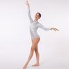 ODASDO Women Metalic Long Sleeve Bodysuit, Turtleneck Shiny Dance Leotard Spandex One Piece Gymnastics Unitard Vinyl Wet Look Latex Leather Body Suit for Halloween Costume Ballet Clubwear Silver 2XL view 3