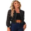 Allegra K Lace Jackets for Women's Stand Collar Zip Up Lightweight Gothic Sheer Baseball Jacket Small Black view 1