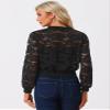 Allegra K Lace Jackets for Women's Stand Collar Zip Up Lightweight Gothic Sheer Baseball Jacket Small Black view 2