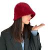 2024 Hat Winter Women's Fashion Solid Color Rabbit hat Bucket Cap Fisherman's hat Retro Knitted Wool Basin Bucket Hat (Color : B-Royal Blue, Size : 56-58CM) view 3