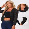 Allegra K Lace Jackets for Women's Stand Collar Zip Up Lightweight Gothic Sheer Baseball Jacket Large Black view 4