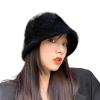 2024 Hat Winter Women's Fashion Solid Color Rabbit hat Bucket Cap Fisherman's hat Retro Knitted Wool Basin Bucket Hat (Color : B-Purple, Size : 56-58CM) view 4