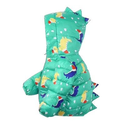 Baby Boys Girls Down Jacket Cute Dinosaur Print Zipper Coat with Pocket Winter Warm Thick Hoodie Coat (Green, 2-3 Years)