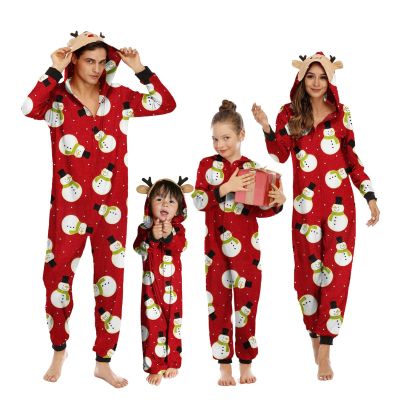 Adisputent Christmas Pajamas for Family Matching Cute Long Sleeve Couples Soft Holiday Sleepwear Funny Christmas Pjs sets One Piece Red Snowman K 10 Years