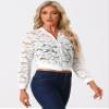 Allegra K Lace Jackets for Women's Stand Collar Zip Up Lightweight Gothic Sheer Baseball Jacket X-Large White view 3