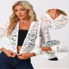 Allegra K Lace Jackets for Women's Stand Collar Zip Up Lightweight Gothic Sheer Baseball Jacket X-Large White view 4