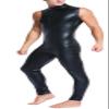 Men PVC Faux Leather Jumpsuit Sleeveless High Neck Zipper Open Front Romper Bodysuit Full Body Onesie Cosplay Catsuit Pole Dance Clubwear view 1