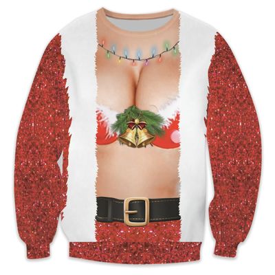 Funny Boobs Unisex Ugly Christmas Jumper Sweater 3D Xmas Bra Printed Graphic Long Sleeve Sweatshirts Set 03 Size 3XL