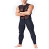 Panegy Men's One Piece PVC Leather Jumpsuit Wetlook Cosplay Bodysuit Sleeveless Zipper Crotch Turtleneck Romper Catsuit for Disco Party Pole Dance view 4