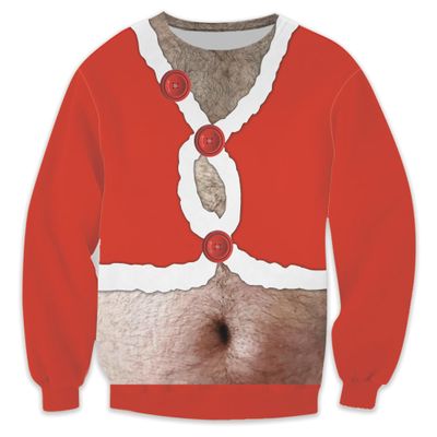 Chest Hair Unisex Ugly Christmas Jumper Sweater 3D Funny Butt Printed Graphic Long Sleeve Sweatshirts Set 03 Size 3XL