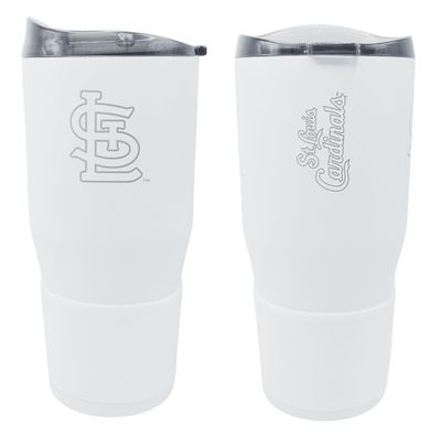 Boelter Brands MLB Etched Logo White Premium Powder Coat Double Wall Stainless Steel 30oz Ultra Travel Tumbler (St Louis Cardinals)