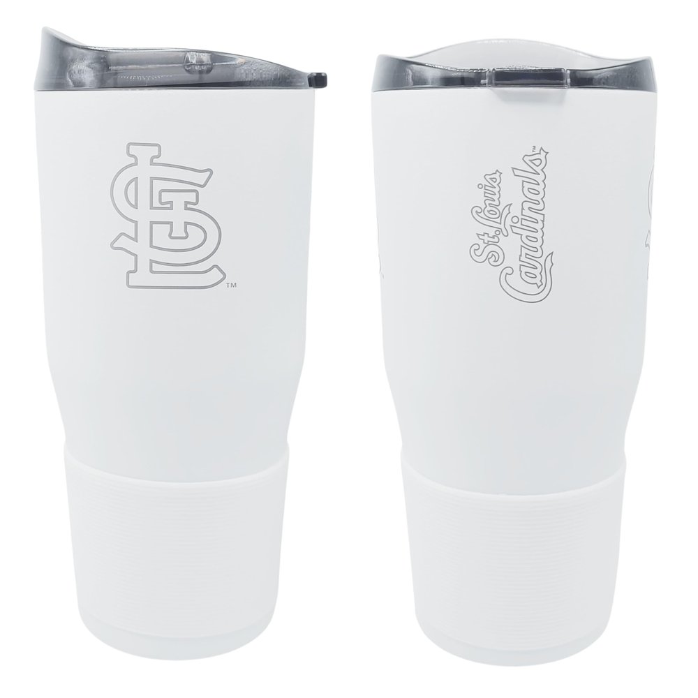 Boelter Brands MLB Etched Logo White Premium Powder Coat Double Wall Stainless Steel 30oz Ultra Travel Tumbler (St Louis Cardinals)