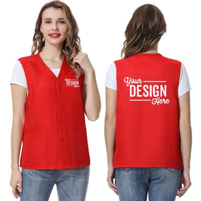 TopTie Custom Unisex Essential Work Vest Personalized Volunteer Vest Embroidered Printed Your Logo-Red-S