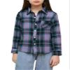 Betusline Girls' Plaid Flannel Shirt, Kids Long Sleeve Button Button Shirts Tops, F Purple & Green, 4-5 Years= Tag 120 view 1