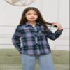 Betusline Girls' Plaid Flannel Shirt, Kids Long Sleeve Button Button Shirts Tops, F Purple & Green, 4-5 Years= Tag 120 view 2