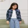 Betusline Girls' Plaid Flannel Shirt, Kids Long Sleeve Button Button Shirts Tops, F Purple & Green, 4-5 Years= Tag 120 view 4