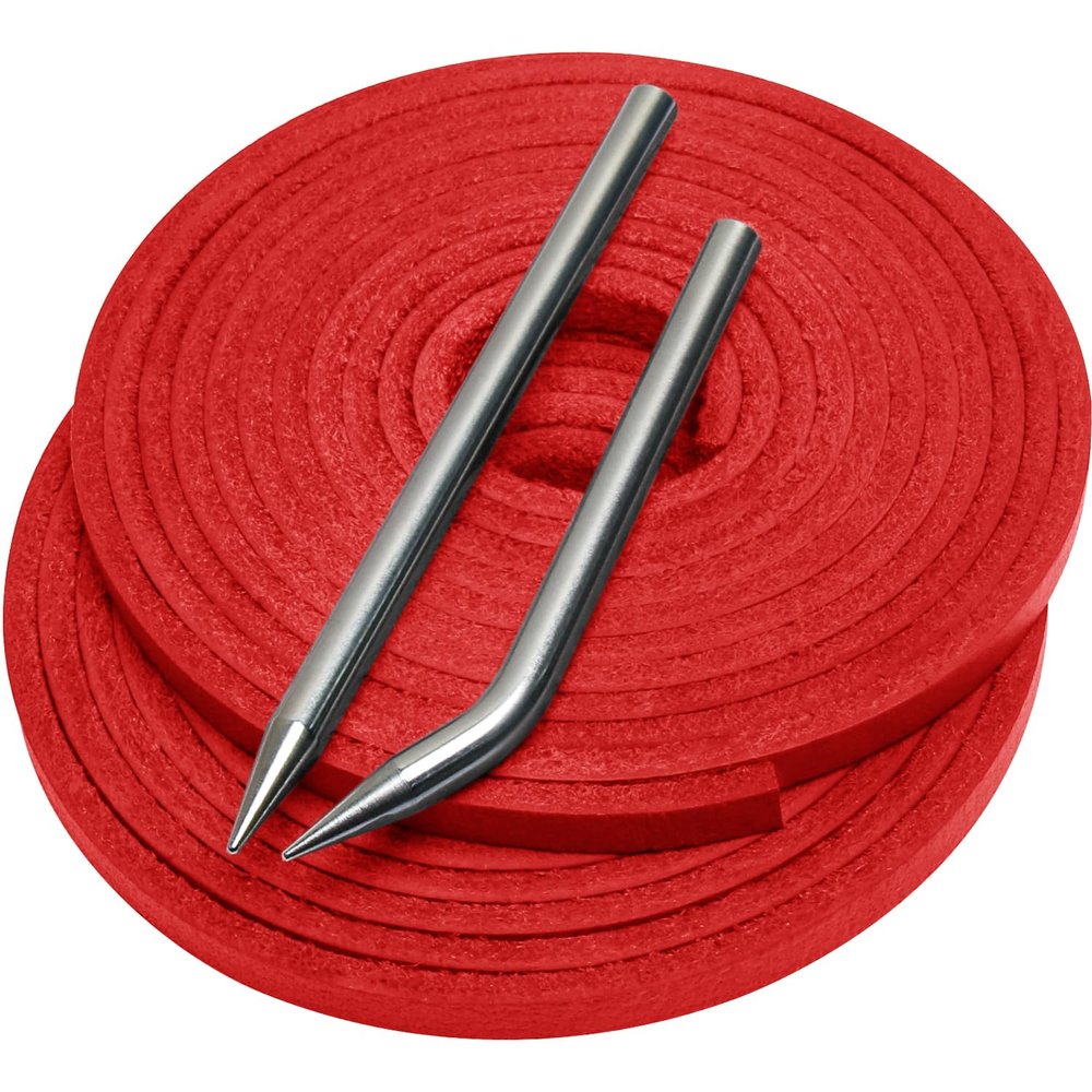 Aeesio Softball Baseball Glove Lace, Mitt Lace Repair Kit Includes 2 Leather Laces and Lacing Needle for Catcher's Glove (Red)