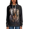 WELLFLYHOM Crazy Horse Shirt Oversize Hoodies Women Drawstring Hooded Sweatshirt Small Graphic Pullover Hoodies Sweater Shirt Long Sleeve Active Top Black Fall Clothes Sport Outfits view 2