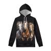 WELLFLYHOM Crazy Horse Shirt Oversize Hoodies Women Drawstring Hooded Sweatshirt Small Graphic Pullover Hoodies Sweater Shirt Long Sleeve Active Top Black Fall Clothes Sport Outfits view 4