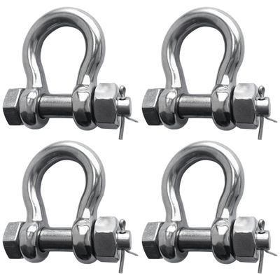 YANYUCB Bow Shackle, Heavy Duty D Ring Shackle, Marine Grade 316 Stainless Steel Boat Anchor Kit Screw Shackle with Cotter Pin(1/2 inch 4 Pack)