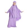 khimar Dress for Muslim Girls Hijab Scarf Full Length Ramadan Eid Long Abaya Robe Skirts Prayer Clothes for Kids Jilbab Arabian Islamic Muslim Girls Burka Thobe Purple 5-6 Years view 2