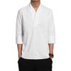 Men's Casual Linen Henley Shirts Long Sleeve Regular Fit Tops Lightweight Chinese Vintage T-Shirt (X-Large,White) view 1