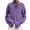 Mens Linen Button Down Shirts Long Sleeve Casual Cotton Yoga Shirts Summer Beach Regular Fit Tops (5X-Large,Purple) view 1
