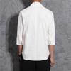 Men's Casual Linen Henley Shirts Long Sleeve Regular Fit Tops Lightweight Chinese Vintage T-Shirt (5X-Large,White) view 4
