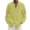 Mens Linen Button Down Shirts Long Sleeve Casual Cotton Yoga Shirts Summer Beach Regular Fit Tops (XX-Large,Yellow) view 1