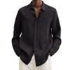 Maiyifu-GJ Mens Linen Button Down Shirts Long Sleeve Casual Cotton Yoga Shirts Summer Beach Regular Fit Tops (3X-Large,Black) view 1