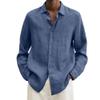 Maiyifu-GJ Mens Linen Button Down Shirts Long Sleeve Casual Cotton Yoga Shirts Summer Beach Regular Fit Tops (5X-Large,Blue 2) view 1