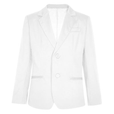 YONGHS Boys Classic Fit Sport Blazer Long Sleeve Lapel Suit Jacket Single Breasted Outerwear Coat White 6 Years