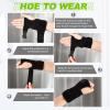 Shappy Bowling Wrist Support Brace with Thumb Spica Splint Right Hand Breathable Wrist Gloves Splint with Removable Aluminum Plate for Women Tendonitis Arthritis Sprains (Black) view 4