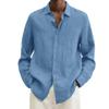 Maiyifu-GJ Mens Linen Button Down Shirts Long Sleeve Casual Cotton Yoga Shirts Summer Beach Regular Fit Tops (3X-Large,Light Blue 1) view 1
