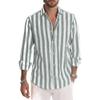 Maiyifu-GJ Men's Casual Button Down Shirts Lapel Long Sleeve Striped Dress Shirts Casual Beach Yoga Shirt (6X-Large,Green) view 1